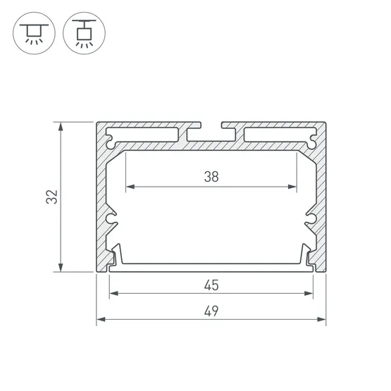 Фото #3 товара Профиль с экраном SL-LINE-4932-2500 ANOD+OPAL (Arlight, Алюминий)