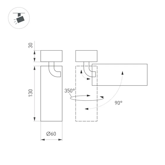 Фото #2 товара Светильник SP-GABI-SURFACE-FLAP-R60-12W Warm3000 (BK, 60 deg, 230V) (Arlight, IP40 Металл, 5 лет)