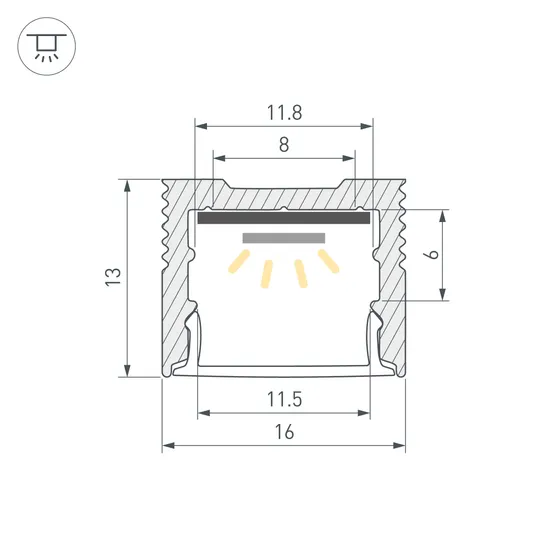 Фото #3 товара Профиль с экраном SL-SLIM-H13M-2500 ANOD+OPAL (Arlight, Алюминий)