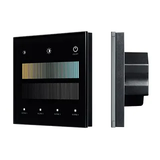 Фото товара INTELLIGENT ARLIGHT Сенсорная панель SMART-DALI-301-11-1G-4SC-DT8 Черная (230V, встраиваемая, 2.4G) (IARL, IP20 Пластик, 5 лет)