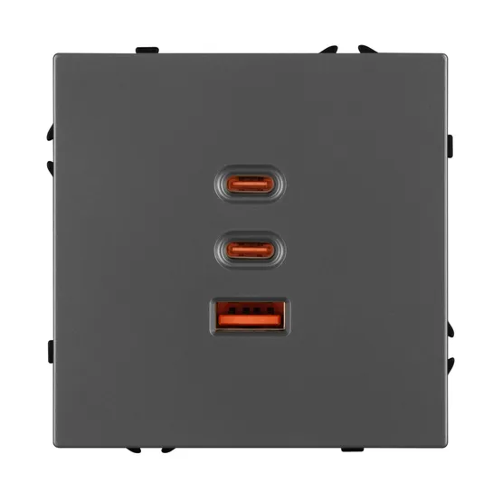 Фото #3 товара Механизм розетки с быстрой USB зарядкой SCT-NOBE-MUACC-SFPL-FC-GR (65W, QC3) (Arlight, -)