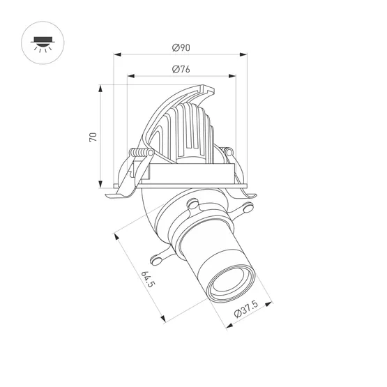 Фото #2 товара Светильник LGD-ARTIFACT-BUILT-FLAP-CROPLENS-R90-12W Day4000 (Черный, 55 deg, 230V) (Arlight, IP20 Металл, 5 лет)