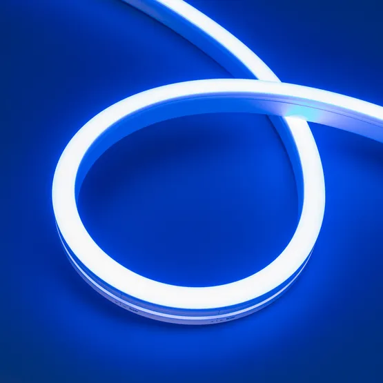 Фото #1 товара Светодиодная лента герметичная MOONLIGHT-SIDE-A140-12x17mm 24V Blue (8 W/m, IP67, 5m, wire x2) (Arlight, Вывод боковой, 3 года)