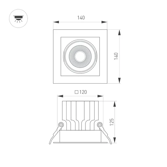 Фото #2 товара Светильник MS-VORTEX-BUILT-S140x140-30W Warm3000 (WH-WH, 50 deg, 230V) (Arlight, IP20 Металл, 5 лет)