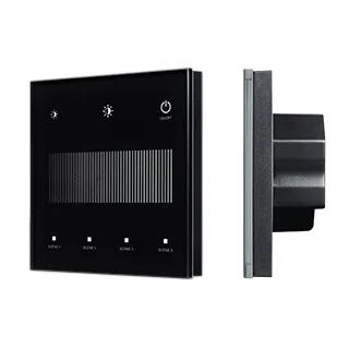 Фото товара INTELLIGENT ARLIGHT Сенсорная панель SMART-DALI-301-11-1G-4SC-DT6 Черная (230V, встраиваемая, 2.4G) (IARL, IP20 Пластик, 5 лет)