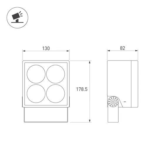 Фото #4 товара Светильник ALT-BLOCK-S130x130-15W Warm3000 (GR, 60 deg, 230V) (Arlight, IP66 Металл, 3 года)