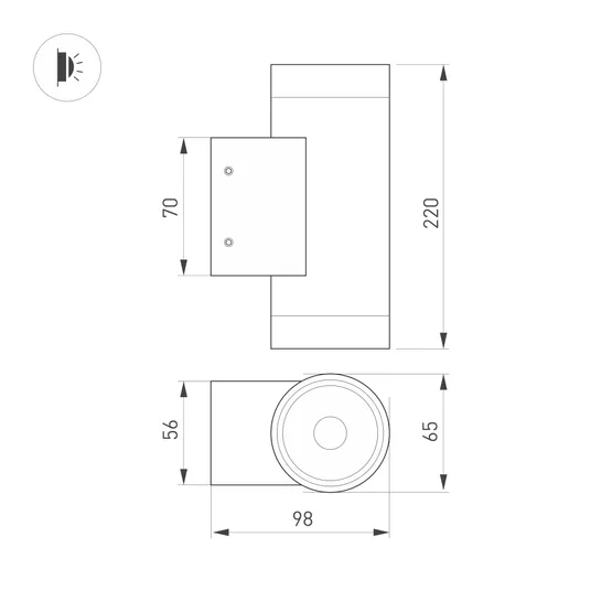 Фото #2 товара Светильник LGD-RAY-WALL-TWIN-R65-2x12W Warm3000 (GR, 6 deg, 230V) (Arlight, IP65 Металл, 3 года)