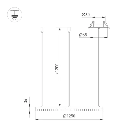 Фото #3 товара Светильник SP-DIAMOND-R1250-80W Warm3000 (WH, 45 deg, 230V, TRIAC) (Arlight, IP20 Металл, 5 лет)