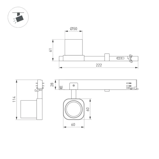 Фото #2 товара Светильник LGD-DIAFILM-4TR-R60-10W Day4000 (WH, 60 deg, 230V) (Arlight, IP20 Металл, 5 лет)