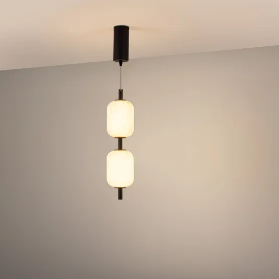 Фото #2 товара Светильник SP-CARAMELA-HANG-R120-7W Warm2700 (BK, 300 deg, 230V) (Arlight, IP20, Натуральный шелк, 3 года)