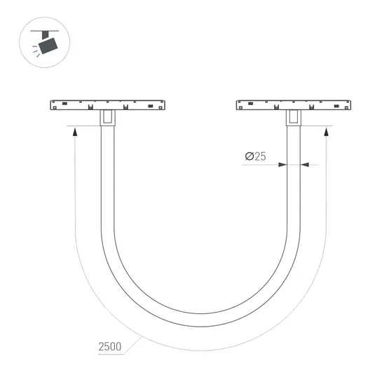 Фото #4 товара Светильник MAG-ORIENT-TUBE-ELASTIC-R25-L2500-35W Day4000 (BK, 360 deg, 48V, DALI) (Arlight, IP20 Металл, 3 года)