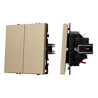Фото товара Механизм звонкового выключателя двухклавишный LED SWT-NOBE-MKR2-SFPL-L-GD (230V, 10A) (Arlight, Золотой песок)
