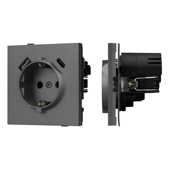 Фото #1 товара Механизм розетки с USB зарядкой SCT-TENDO-MUAC-SFPL-GR (230V, 16A) (Arlight, -)