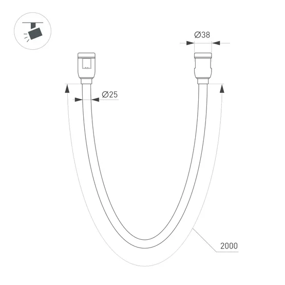 Фото #5 товара Светильник ART-APRIORI-TUBE-ELASTIC-R38-L2000-24W Day4000 (GD, 360 deg, 48V) (Arlight, IP20 Металл,  (Arlight, IP20 Металл, 3 года)