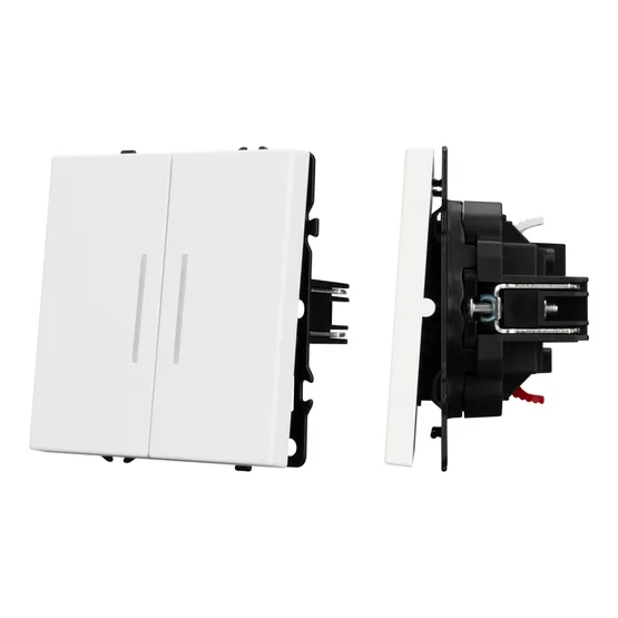 Фото #1 товара Механизм выключателя двухклавишный непроходной LED SWT-NOBE-MK02-SFPL-L-WH (230V, 10A) (Arlight, -)