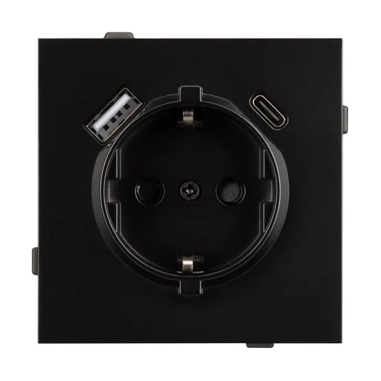 Фото #3 товара Механизм розетки с USB зарядкой SCT-TENDO-MUAC-PL-BK (230V, 16A) (Arlight, -)
