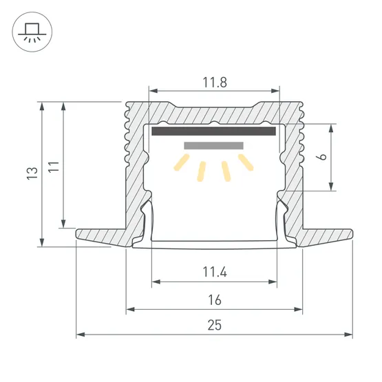 Фото #3 товара Профиль SL-SLIM-H13M-F25-2000 ANOD (Arlight, Алюминий)