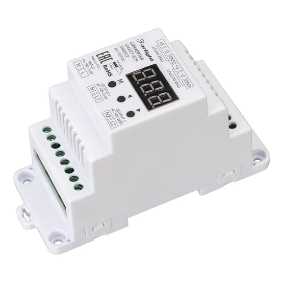 Фото #1 товара Конвертер SMART-K29-DMX512 (230V, 2x1.2A, TRIAC, DIN) (Arlight, Пластик)